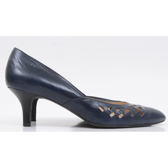 Franco Sarto Womens 8M Rambler Blue Leather Low Heel Pointed Toe Pumps Shoes - Picture 3 of 10